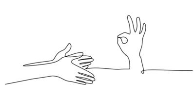 Clapping Hand and Okay Gesture in Continuous Line. Satisfaction and Affirmation vector