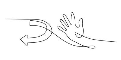 Continuous Line Drawing of Hand Palm Forward. Protection Power and Clear Message vector