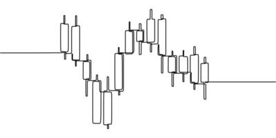 Stock Market Arrow with Candle Sticks one line drawing. Finance, business, and banking concept. One line minimalist art. vector