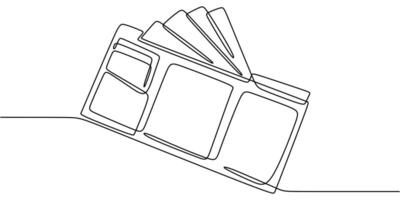Wallet one line drawing. Finance, business, and banking theme. Minimalist artwork. vector