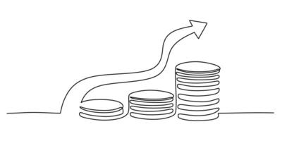 Rising Arrow Above Coin Stack. Symbolizing Growth and Financial Progress in Business vector