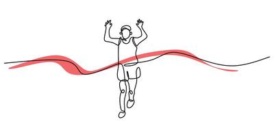 Runner Crossing Finish Line. Symbolizing Victory and Achievement in Sports vector