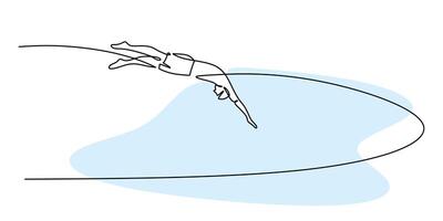 Continuous Line Drawing of Swimmer Diving into Pool. Showcasing Sport and Fitness Joy vector