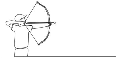 Continuous Line Drawing of a Man Doing Archery. Showcasing Skill and Concentration in Sports vector