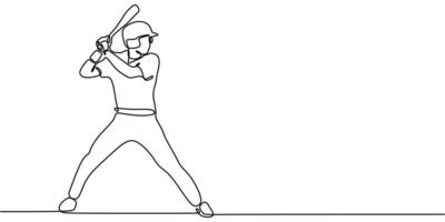 Man Playing Baseball. Symbolizing Focus, Teamwork, and Sport. One Line Drawing for Baseball vector