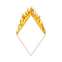 Fire Rhombus Frame with Hot Burning Tongue of Flame and Border Line Illustration vector