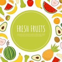 Fresh fruits banner template with ripe organic fruit and place for text illustration vector