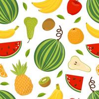 Fresh fruits seamless pattern. Organic fresh exotic products endless background illustration vector