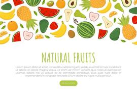 Natural fruits landing page template. Fresh products assortment of fruit shop, online store website, homepage design illustration vector