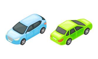 Sedan as Motor Vehicle and Urban Transport Isometric Illustration Set vector
