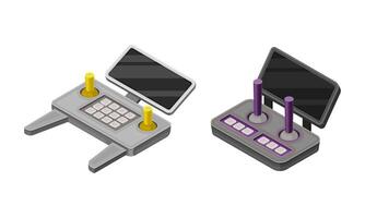Remote controls for flying copter. Drones radio controllers modern devices isometric illustration vector