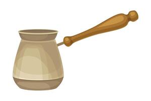 Coffee Brewing with Cezve or Ibriki as Cafe Cooking Appliance Illustration vector