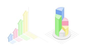 Financial and marketing data graphs for report, presentation, financial analysis illustration vector