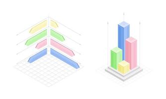 Business charts infographics elements set. Financial and marketing data for report, presentation, financial analysis illustration vector