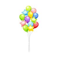 Bunch of shiny flying helium colorful balloons illustration vector