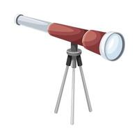 Telescope on tripod, optical instrument for viewing distant objects illustration vector