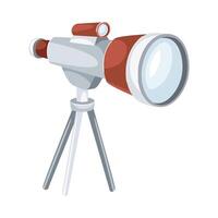 Astronomy telescope on tripod, optical instrument for viewing distant objects illustration vector