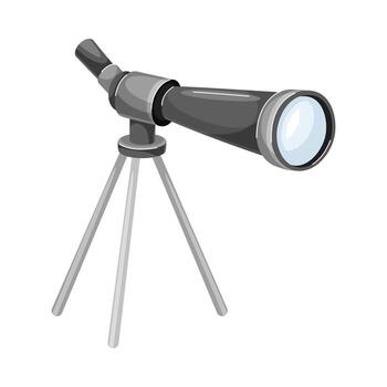 Monocular on Tripod as Refracting Telescope for Viewing Distant Object Illustration vector