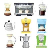 Coffee Brewing with Coffeemaker and Percolator as Cafe Cooking Appliance Set vector
