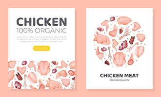 Premium quality chicken meat landing page template. Organic fresh meat assortment of butchery shop, online store website, mobile app design illustration vector