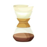 Drip Coffee Brewing with Glass Container and Paper Filter Seeping Water Illustration vector