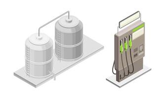 Oil cistern and gas station isometric illustration on white background vector