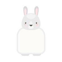 Frame with bunny head. Photo album, note book page, notes, memories and stickers decorated with cute wild animal cartoon illustration vector