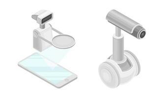 Robotic artificial objects set. Smart devices. Artificial Intelligence, hi-tech technology concept isometric illustration vector