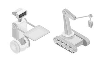 Robotic objects set. Artificial Intelligence, hi-tech technology isometric illustration vector
