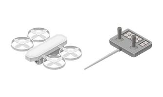 Robotic artificial objects set. rone and remote control, hi-tech technology concept isometric illustration vector