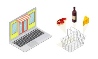 Online shopping elements set. E-commerce, delivery service concept isometric illustration vector