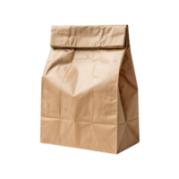 Brown Kraft Paper Bag with Folded Top on Transparent Background png