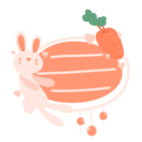 easter bunny with carrot and hearts on transparent background png