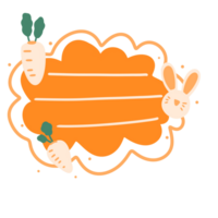 a carrot and bunny are sitting on a cloud with a speech bubble png