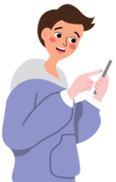 Man Relaxing at Home While Using Smartphone png