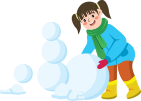 Snowball Making Activity by Girl in Cold Weather png