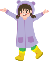 Child Playing Outside in the Rain with Raincoat png
