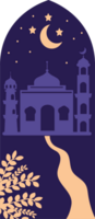 Decorative Mosque Frame with Crescent and Stars png