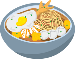 Spicy Indonesian Wet Crackers with Noodles and Toppings png