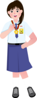 Proud Junior High School Girl Holding Medal with Excited Expression png