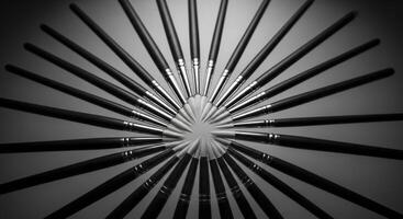 Abstract radial composition of new art paint brushes in a symmetrical fan pattern photo