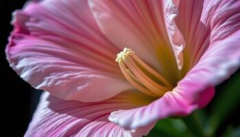 close up view of a softly curled lisianthus flower with subtle color shading and gentle light. photo