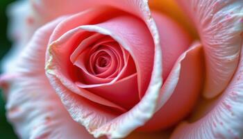 close up view of a curled rose petal captured at macro level showing soft textures and pink gradients. photo