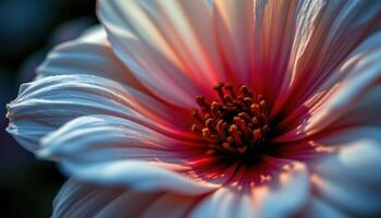 close up view of a moonlit flower glowing softly in a pale silvery hue. photo