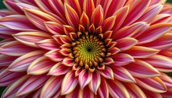 close up view of a golden chrysanthemum exploding with color and form. photo