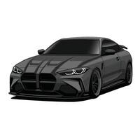 Black BMW M4 Front View art vector