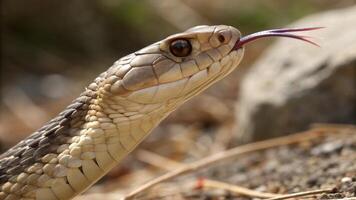 A close up of a snake with its mouth open photo