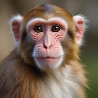 a close up of a monkey with a big head photo