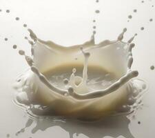 Creamy Milk Splash in High Speed Motion on White Background photo