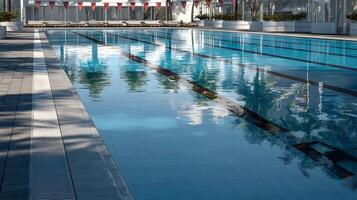 Reflection and Serenity at the Swimming Pool Modern design and clear water create a tranquil atmosphere photo